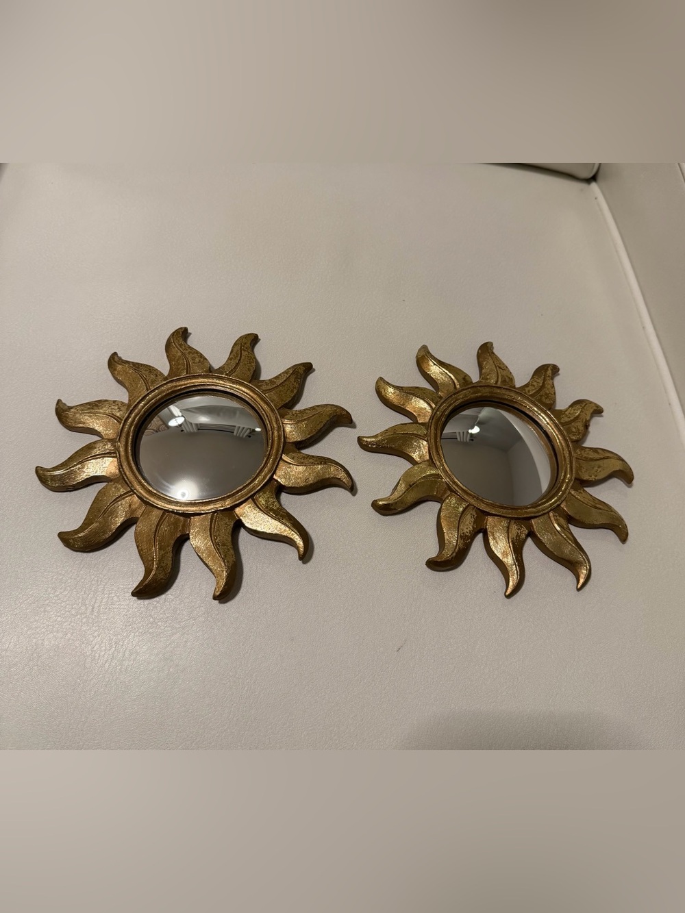 Vintage Pier 1 Celestial Gold Sunburst Mirror Frame Set of 2 – Made in Korea
